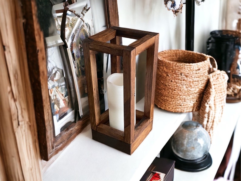 Wood Lantern Pillar Candle Holder Party Wedding Table Centerpiece