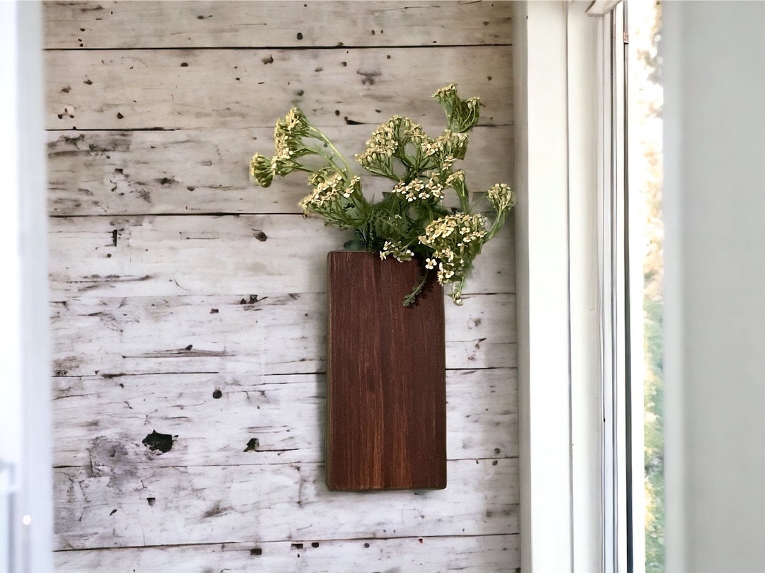 Floating Wood Wall Vase Plant Decor Wall Hanging for Dried Etsy