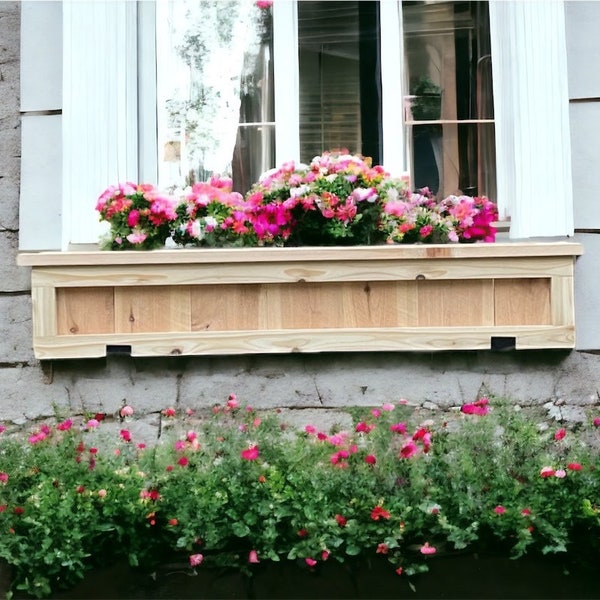 Window Box Flower Planter Cedar Flower Hanging Wall Plant Stand Floating Planter Window Planter Garden Box Balcony Planter Short Style