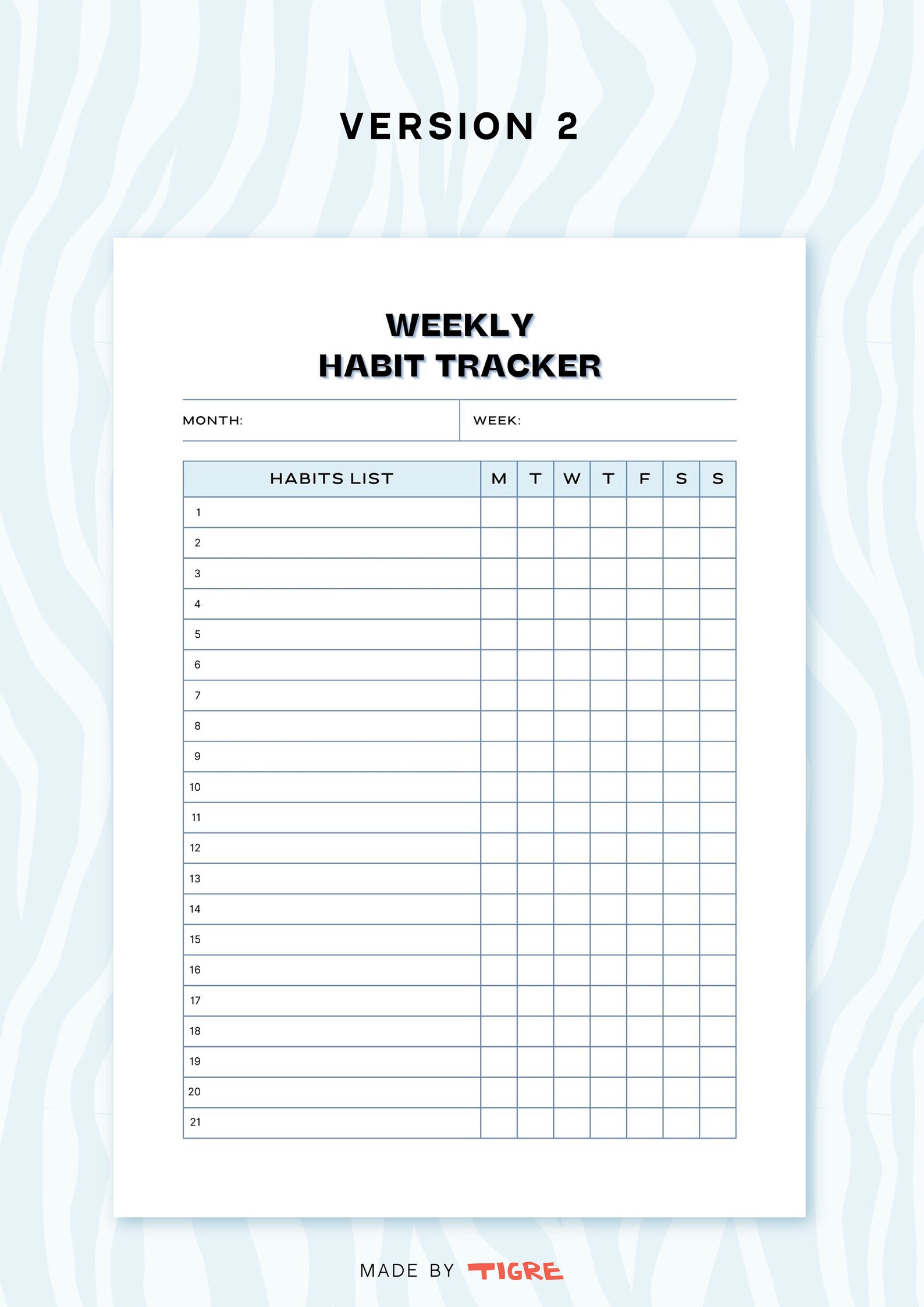 Daily Habit Tracker Template, Printable Habit Tracker, Digital