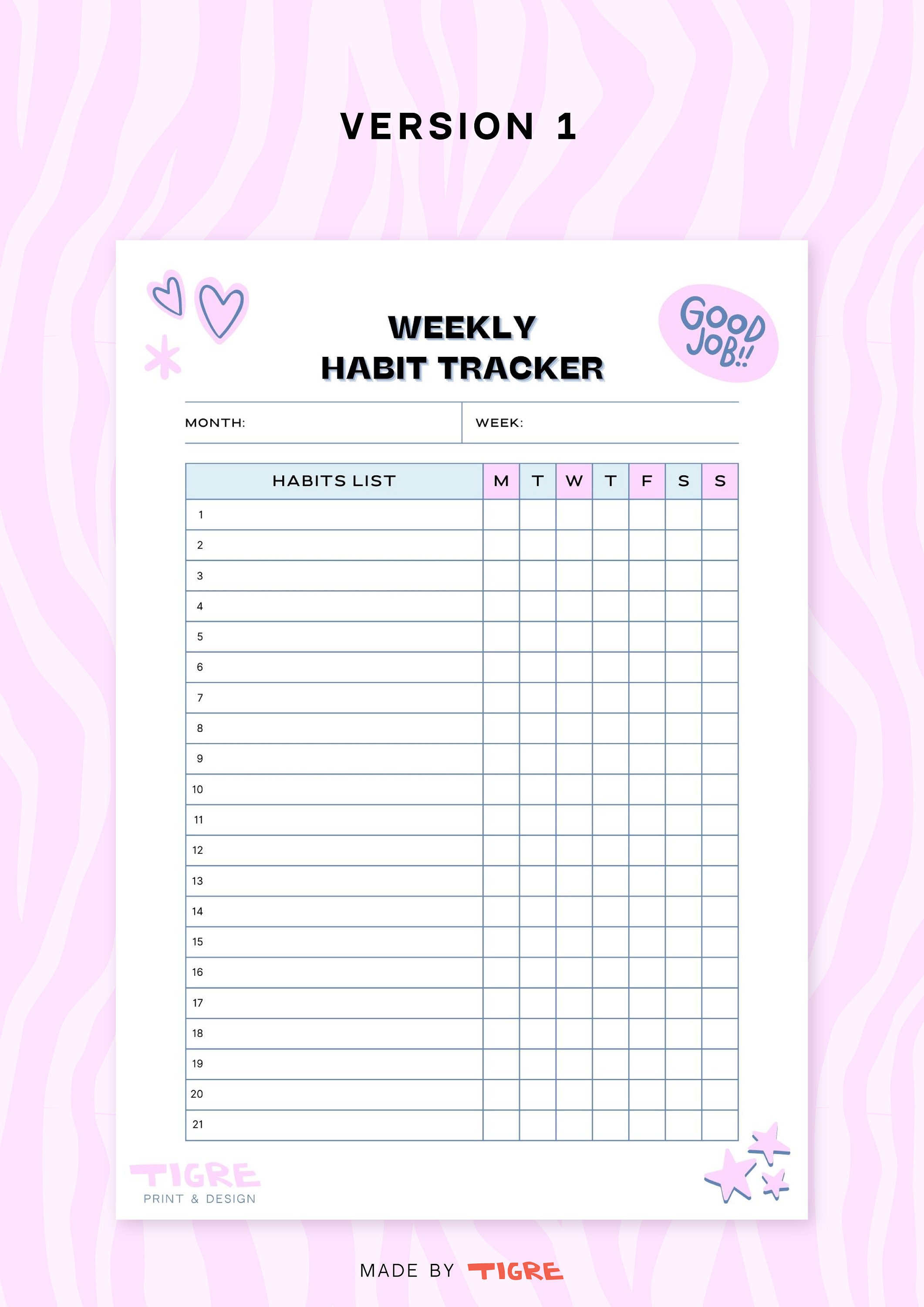 Daily Habit Tracker Template, Printable Habit Tracker, Digital ...