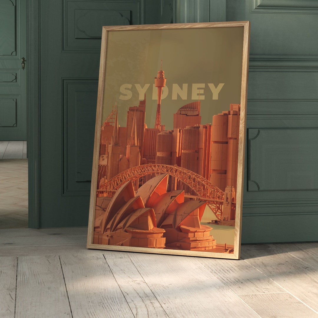 Sydney Australia Poster, Sydney Art, Australia Famous Landmarks, Sydney