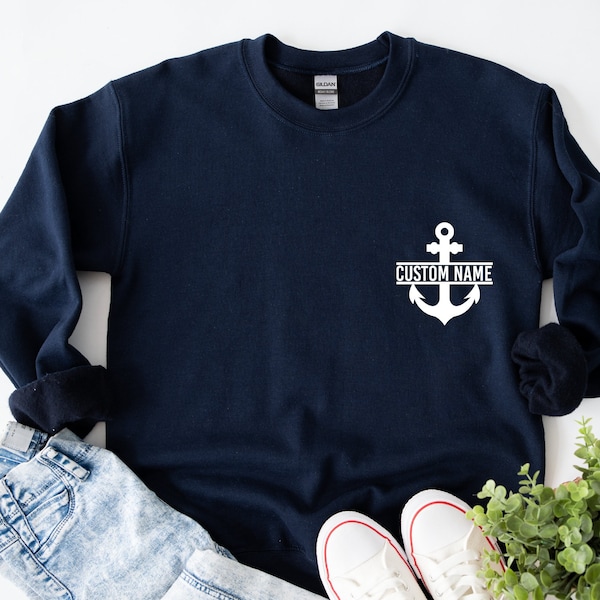 Custom Anchor Sweatshirt, Captain Sweatshirt, Boating Sweatshirt, Boat Owner Gift, Sailing Hoodie Captain Gift, Personalized Anchor Sweater