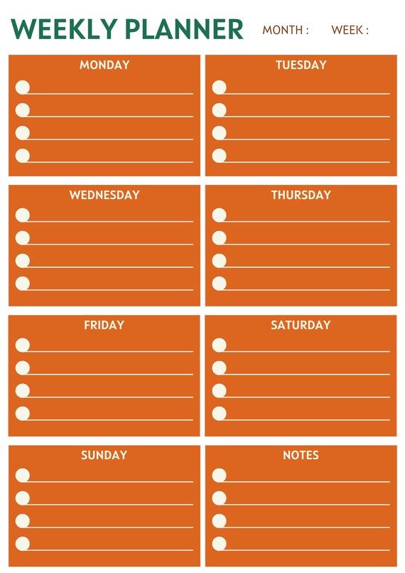 Editable Weekly Planner Printable Hourly Planner Weekly Goal Etsy