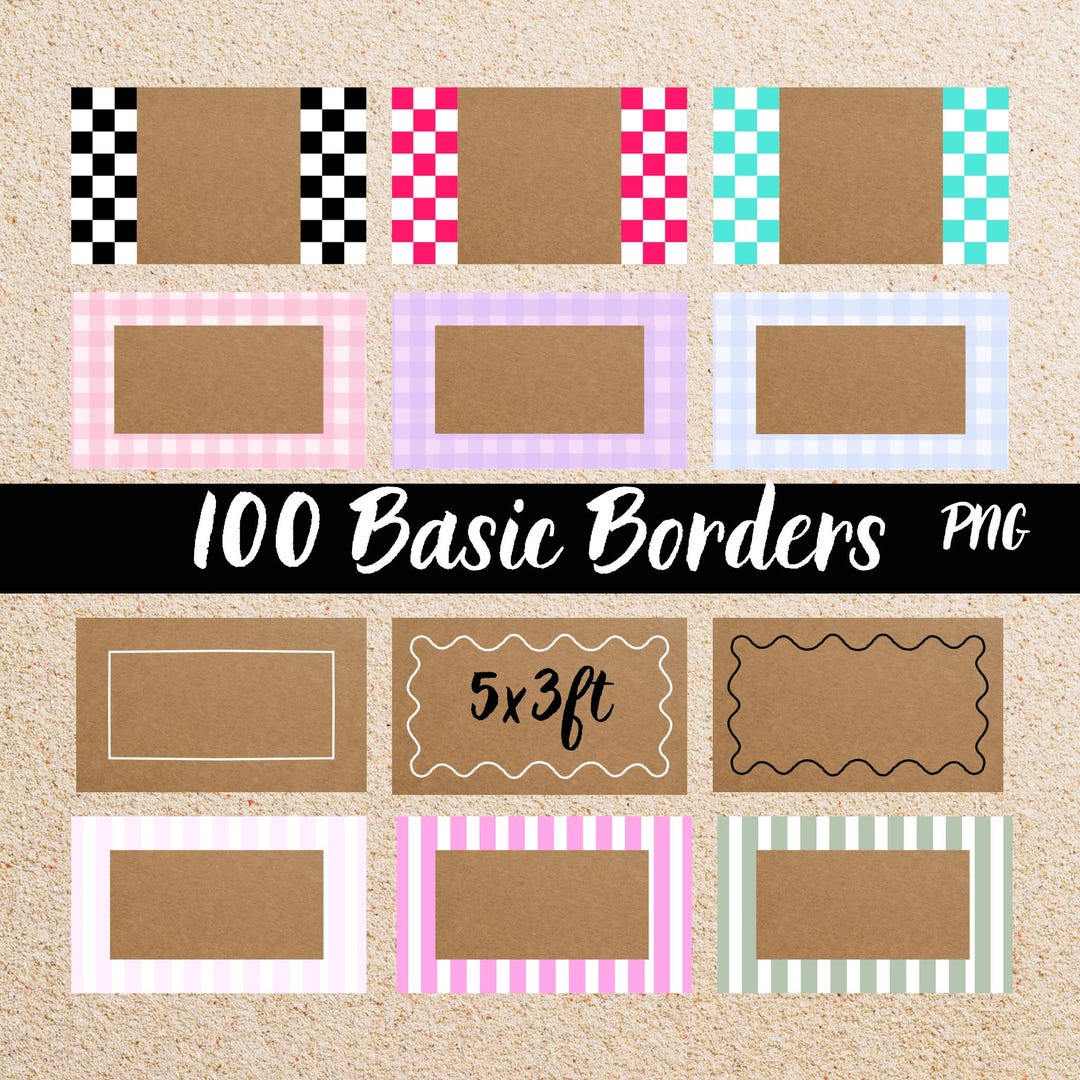 Basic Banner Border Template Bundle, 60”x36” PNG Files, Checkered ...