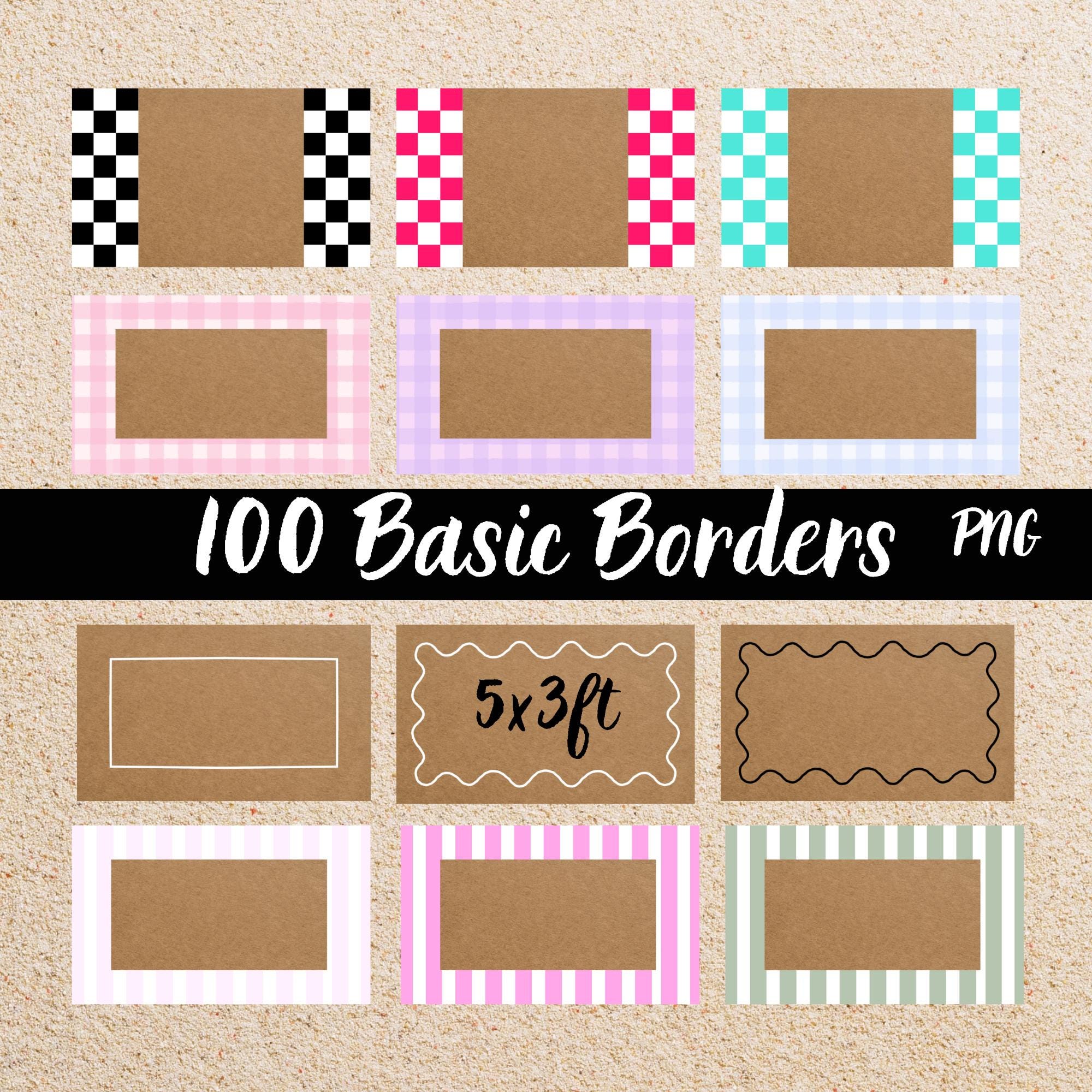 Basic Banner Border Template Bundle, 60”x36” PNG Files, Checkered ...