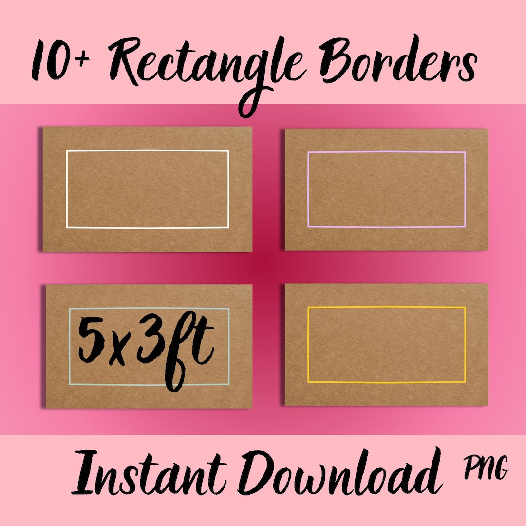 Basic Rectangle Outline Border Template Bundle,60”x36” PNG Files ...