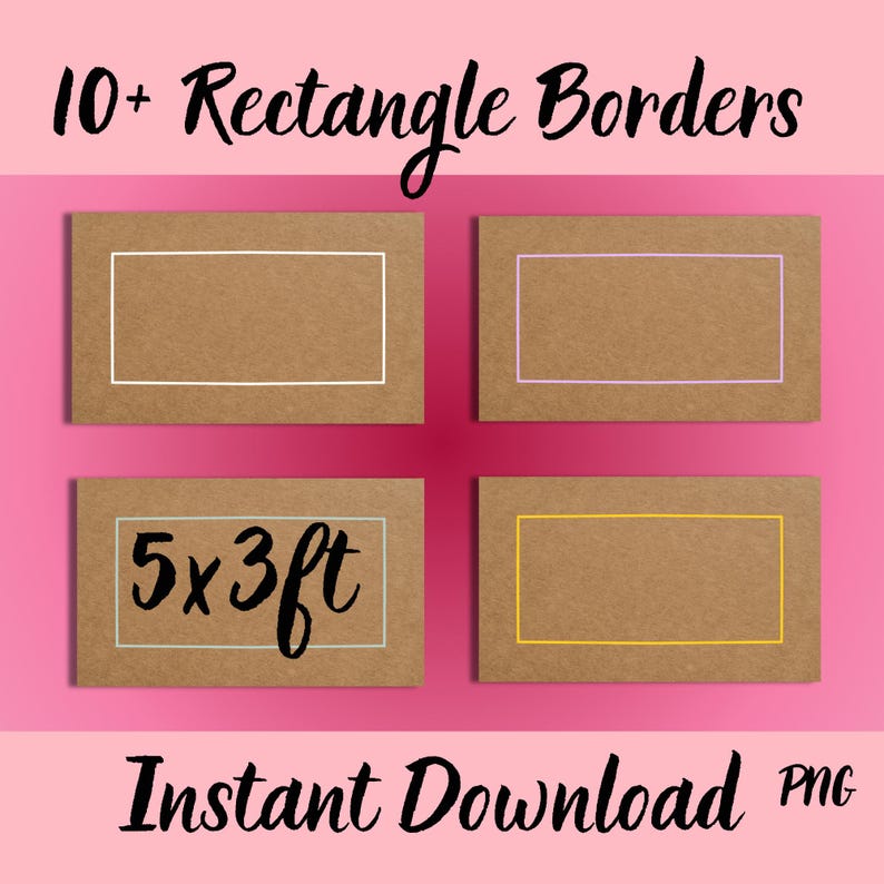 Basic Rectangle Outline Border Template Bundle,60”x36” PNG Files ...