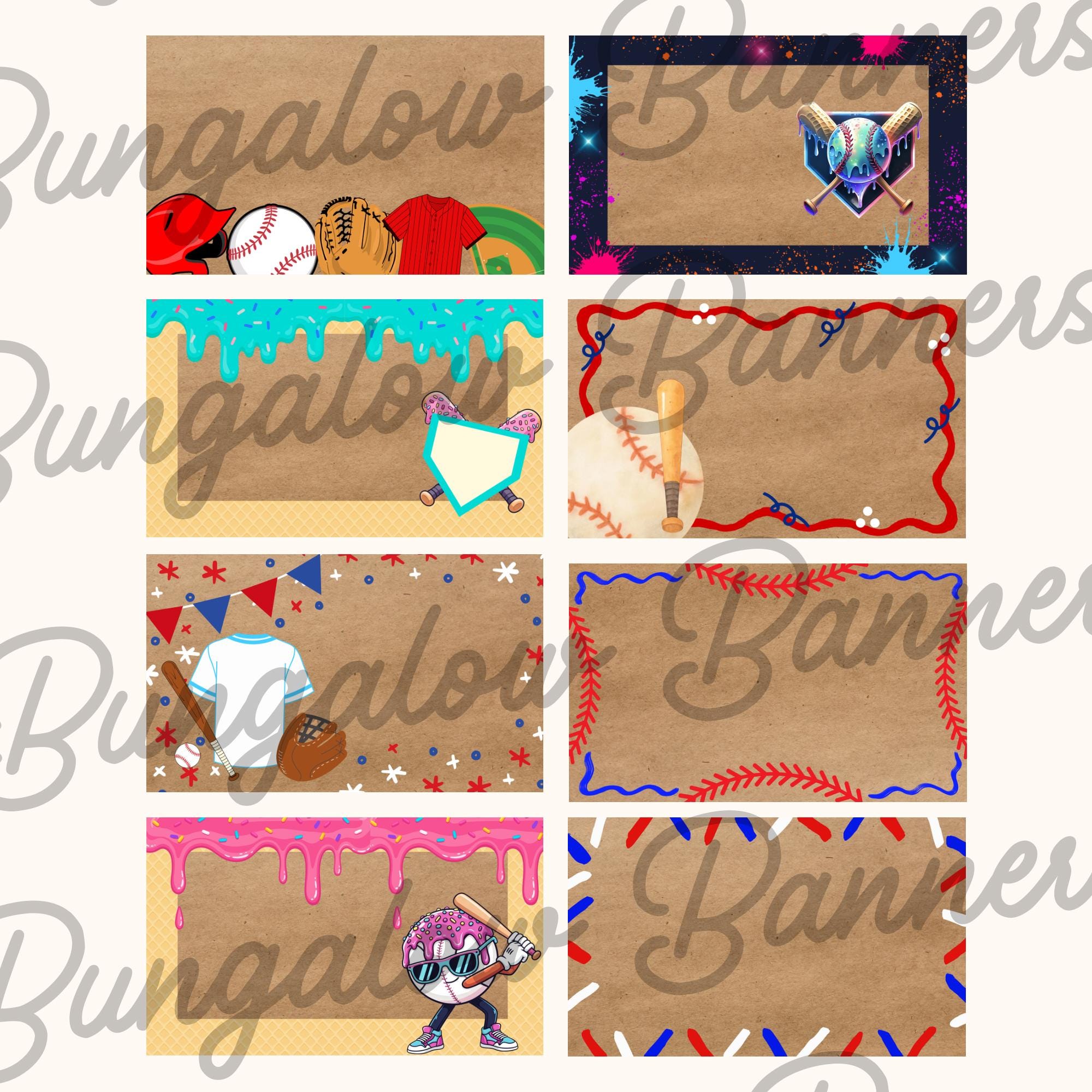 Baseball Banner Border Template Bundle, 60”x36” PNG Files,sprinkles ...