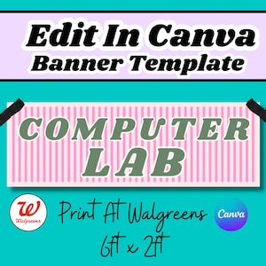 Individuell gestaltbare, druckbare Bannervorlagen für Computerräume, Wandteppich zum Schulanfang, bearbeitbare Leinwand, druckbare Partyschilder, 183 x 61 cm, zum Ausdrucken bei Walgreens