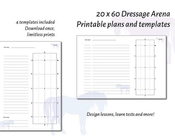 Modello stampabile per campo da dressage in formato A4 (20 x 60 cm)