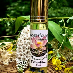 Aromatherapy Essential Oil Blend Roll On W/ Lapis Lazuli.  Balancing Therapeutic oil for anxiety/balance & soothe Pitta Dosha