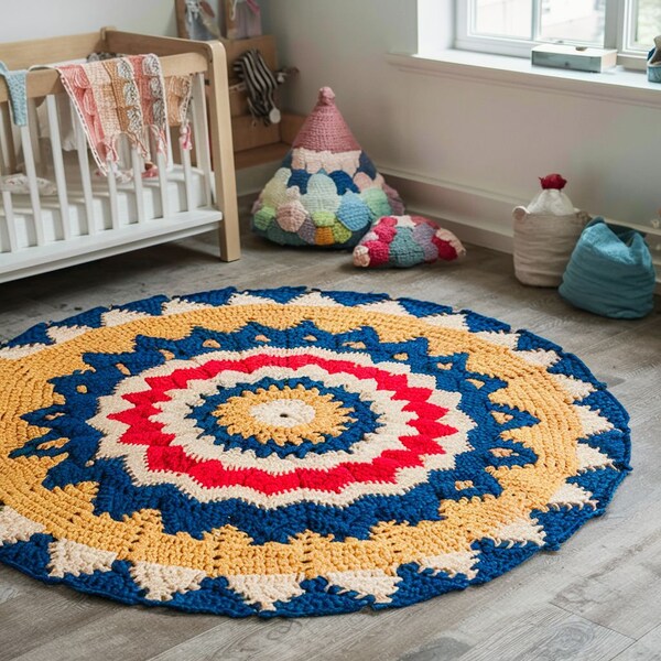 Collection Round rugs Teppiche Children ,Modern CROCHET RUG ,Explore a Wide Array of Colors and Sizes in Our Modern Crochet Rug !