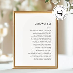 Memorial Poem: &quot;Until We Meet Again&quot; Funeral Keepsake (Printable PDF