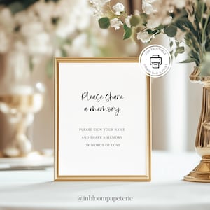 Please share a Memory Funeral Printable Sign for Celebration of Life, Funeral Favor Sign, Memorial Service Keepsake, Funeral 8x10 M01