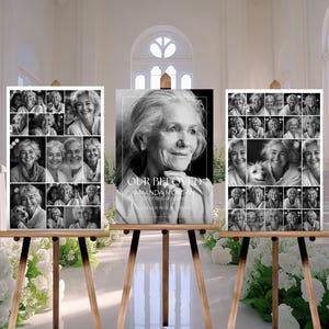 Minimal Funeral Photo Collage Sign Set Templates, Funeral Welcome Sign Template, Celebration of Life, In Loving Memory, Memorial Poster Size