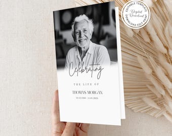 Minimal Funeral Program Template: Editable Order of Service (Canva, Digital Download)