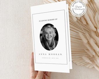 Plantilla de Canva para programa funerario elegante: Celebración de la vida (Descarga instantánea)