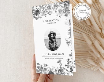 Plantilla de programa funerario: Celebración de la vida (Descarga digital)