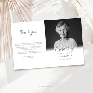 Funeral Thank You Card Template with Photo (Digital Download 4x6 inches)