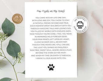 Pet Sympathy Card: Heartfelt Memorial Gift (Printable PDF)
