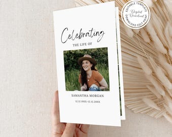 Funeral Program Template: Photo Collage, Celebration of Life (Canva, Digital Download)
