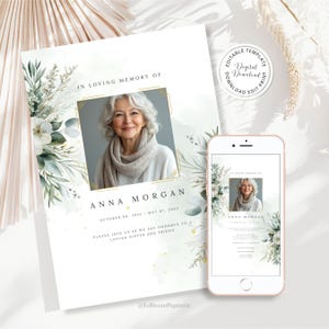Greenery Funeral Invitation Template Eucalyptus Funeral Evite Template Editable Funeral Invite Celebration of Life Death Announcement