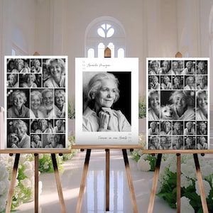 Minimal Funeral Photo Collage Sign Set Templates, Funeral Welcome Sign Template, Celebration of Life, In Loving Memory, Memorial Poster Size