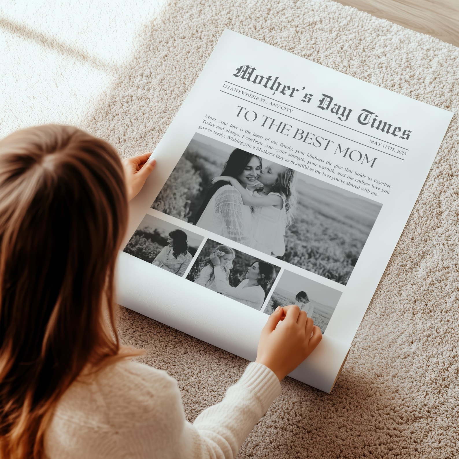 Editable Mother's Day Newspaper Template Personalized Mother's Day Gift ...