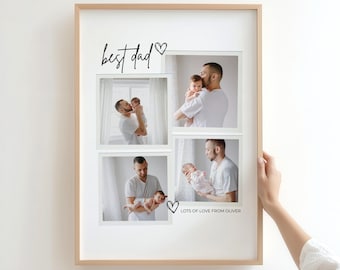 Collage de fotos del Día del Padre, póster de Canva, marco, plantilla editable, regalo para papá, primer regalo de foto imprimible para el Día del Padre, arte para papá.