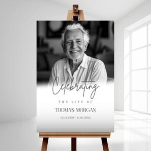 May include: Black and white photo of a man with a white beard and a smile. The photo is on a white background with the text "Celebrating the life of Thomas Morgan 13.12.1950 - 11.01.2025".