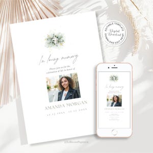 Greenery Funeral Invitation Template Eucalyptus Funeral Evite Template Editable Funeral Invite Celebration of Life Death Announcement