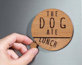 Personalisierte Hundefütterung Tracker Holzschild, Hundefütterungs Erinnerungsmagnet, Hast du die Hunde gefüttert Zeichen, Hund gefüttert Magnet / Katze gefüttert Magnet