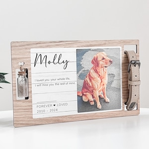 Customizable Pet Urn with Photo, Name, Quote, Collar & Fur Storage - Pet Loss Gifts, Custom Portrait Dog Urn for Ashes
