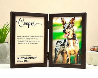 Personalized Pet Memorial Picture Frame, Foldable Wood Keepsake
