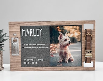 Pet Ashes Urn with Collar Holder and Fur Keepsake Bottle