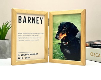 Personalized Pet Memorial Frame, Dog Photo Keepsake, Wood Frame
