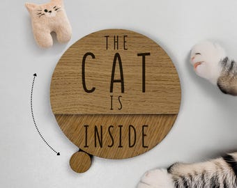 Haustier innerhalb/Außen-Schild - Erinnerungsmagnet aus Holz für Hunde und Katzen, Individueller Haustier-Tracker, Wohnkultur