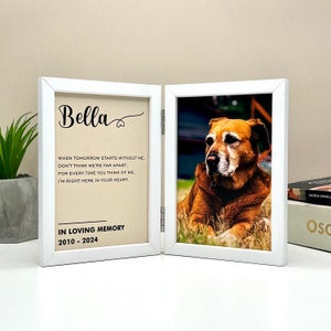 Personalized Pet Memorial Photo Printed, Wood Photo foldable Frame, Dog Loss Gift, Dog Memorial Frame, Pet Loss Gift Dog, Forever Loved