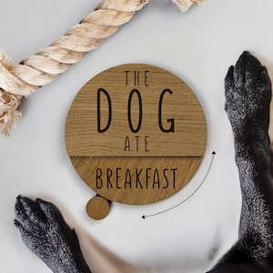 Personalized Pet Feeding Tracker - Funny Flippable Feeding Reminder Sign, Breakfast Lunch Dinner Chart for Dogs/Cats, Gift for Pet Owner