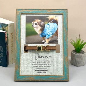 Memorial Pet Collar Sign, Dog Memorial Frame With Collar Holder, Dog Memorial Gifts, Custom Memorial Pet Standing Frame with Photo