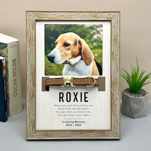 Custom Memorial Pet Collar With Photo, Dog Memorial Frame For Loss Of Dog, Pet Sympathy Gift, Memorial Wood Frame With Collar Holder