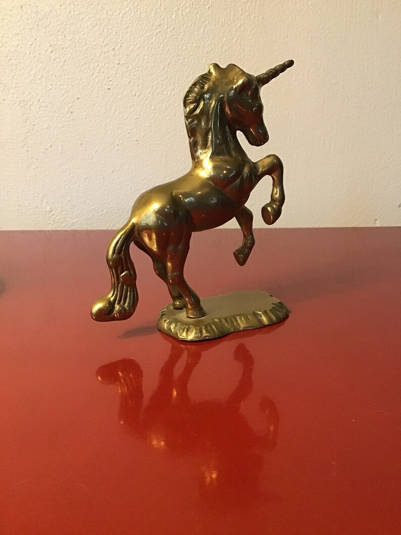 Vintage Solid Brass Unicorn Figurine Etsy