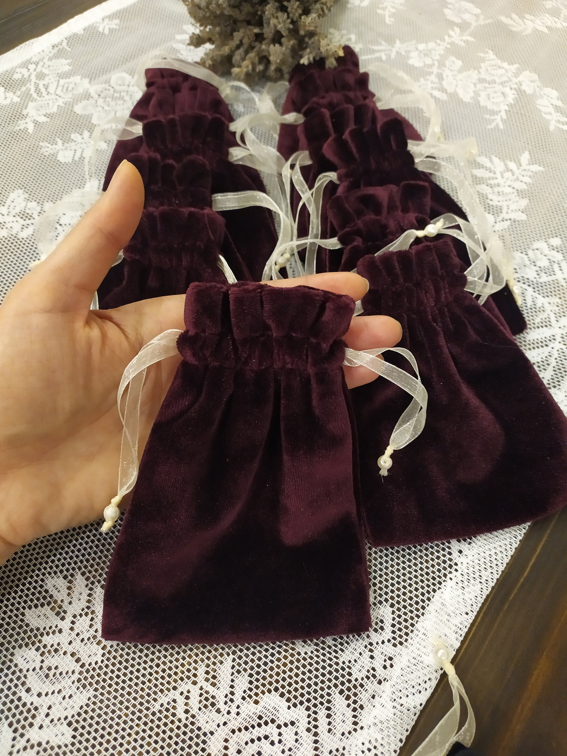 Velvet Jewellery Pouches 10cm X 13cm, Small Drawstring Gift Bags Thick ...