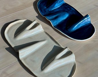 Ręcznie robiona ceramiczna deska do serwowania wędlin i wędlin | Wykonana na zamówienie | Możliwość dostosowania