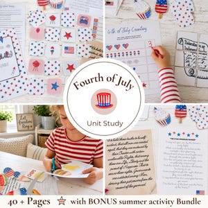 4th of July Unit Study, Independence Day Activities, Homeschool History (Digital Download)