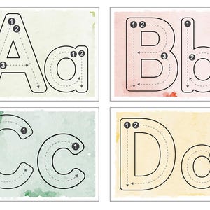 Cartes de tapis calque alphabet, activités scolaires à domicile imprimables pour l'apprentissage précoce, idées de menu du matin pour le préscolaire et la maternelle