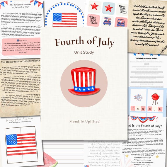 4th of July Unit Study, Independance Day Printables, Homeschool History, Declaration of Independance