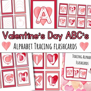 Attività prescolare con l'alfabeto di San Valentino, schede didattiche di tracciamento ABC