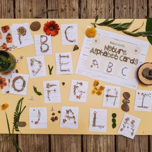 Nature Alphabet Printable, Reggio Emilia Alphabet, Loose Parts Alphabet, Reggio Inspired A-Z flashcards, Reggio classroom decor